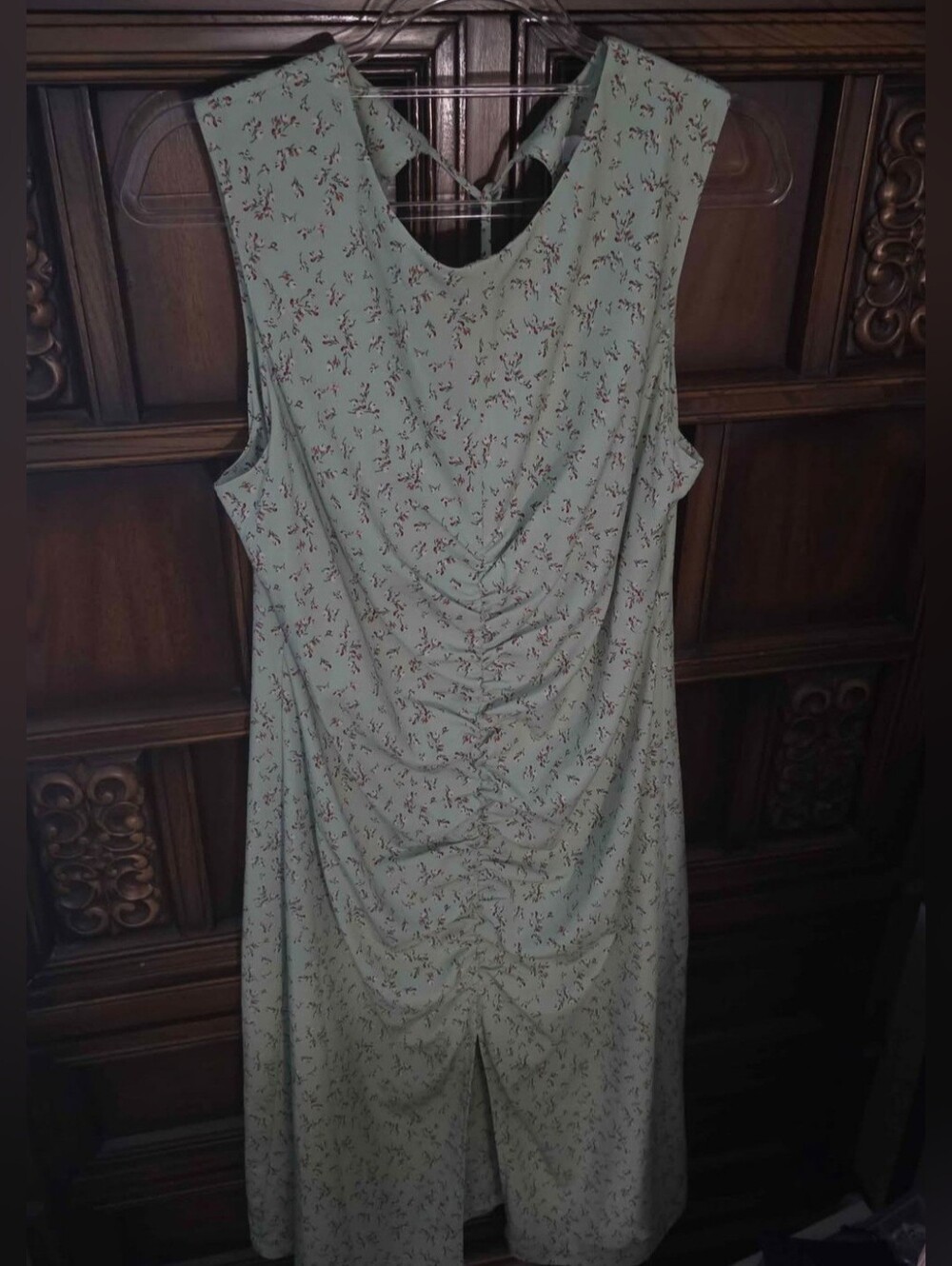 (L)  Mint green, Cinched Front, Slit Dress. Acurate Color In Last Photo